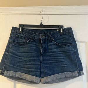 Rag & Bone Blue Jean Shorts with Cuffed Hem